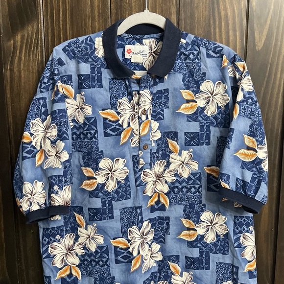 Vintage Paradise Hibiscus PulloverGenuine Hawaiian Shirt-Forever Hawaii Size: Lg - Picture 9 of 9